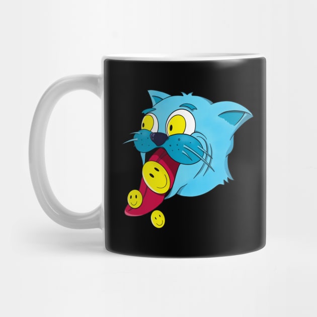 Blue Cat Smile Kitten Cartoon Pet by Foxxy Merch